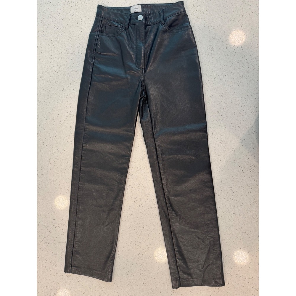 Wilfred Vegan Leather Pants Women 00 Black Excellent Chic Minimalist Streetwear
